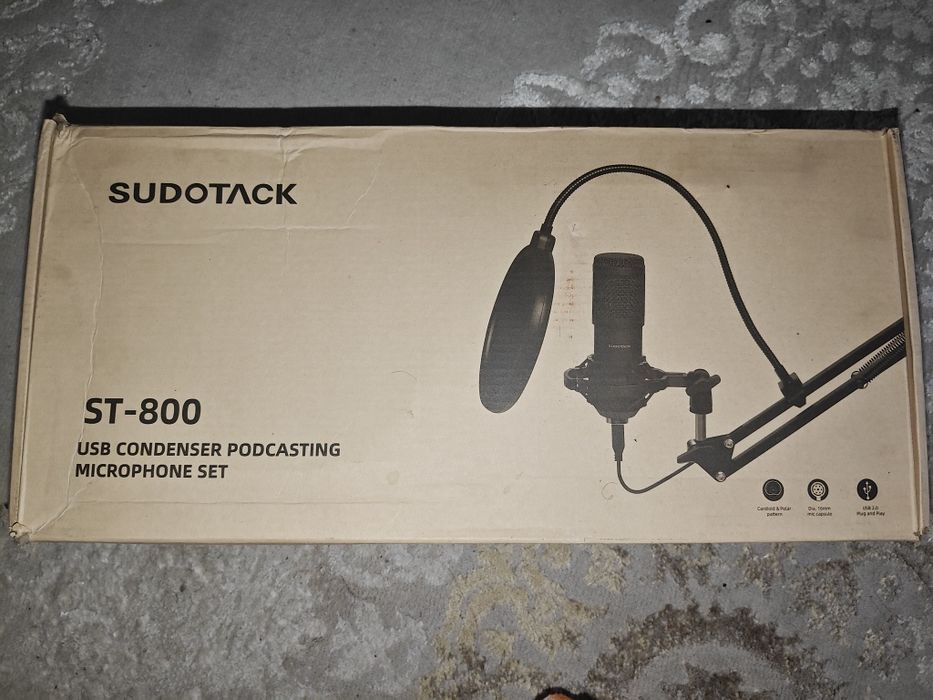 Microfon USB Sudotack ST-800 — set complet pentru podcast / streaming