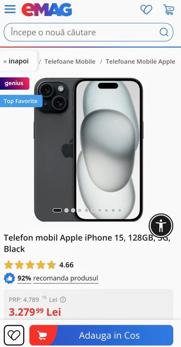 IPhone 15 Black 128 GB 5G sigilat!