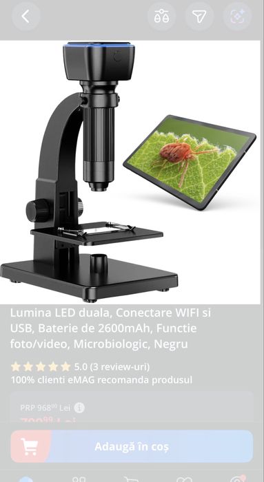 Microscop digital Ventlex 2000X WiFi USB 5MP LED dual nou