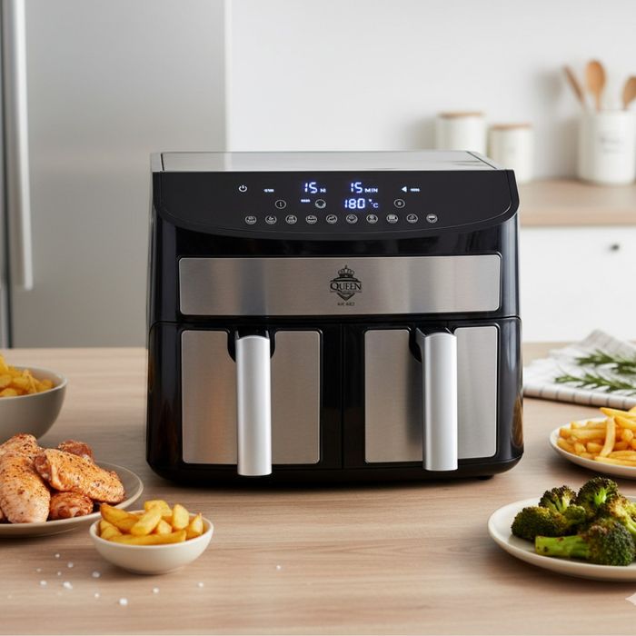 Двоен Air Fryer Queen KK-A02 - 7L, 2400W за здравословно и бързо готве