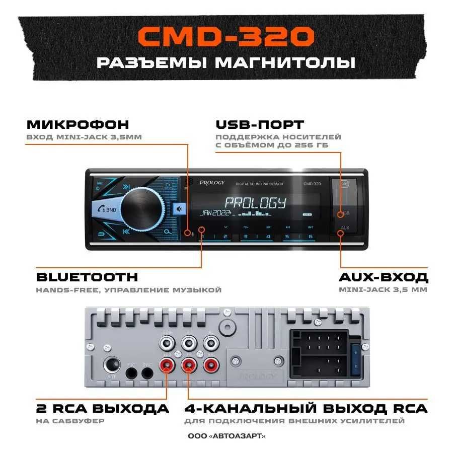 Автомагнитола 1DIN с DSP-процессором PROLOGY CMD-320