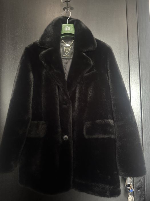 Палто faux fur от вълна и ангора