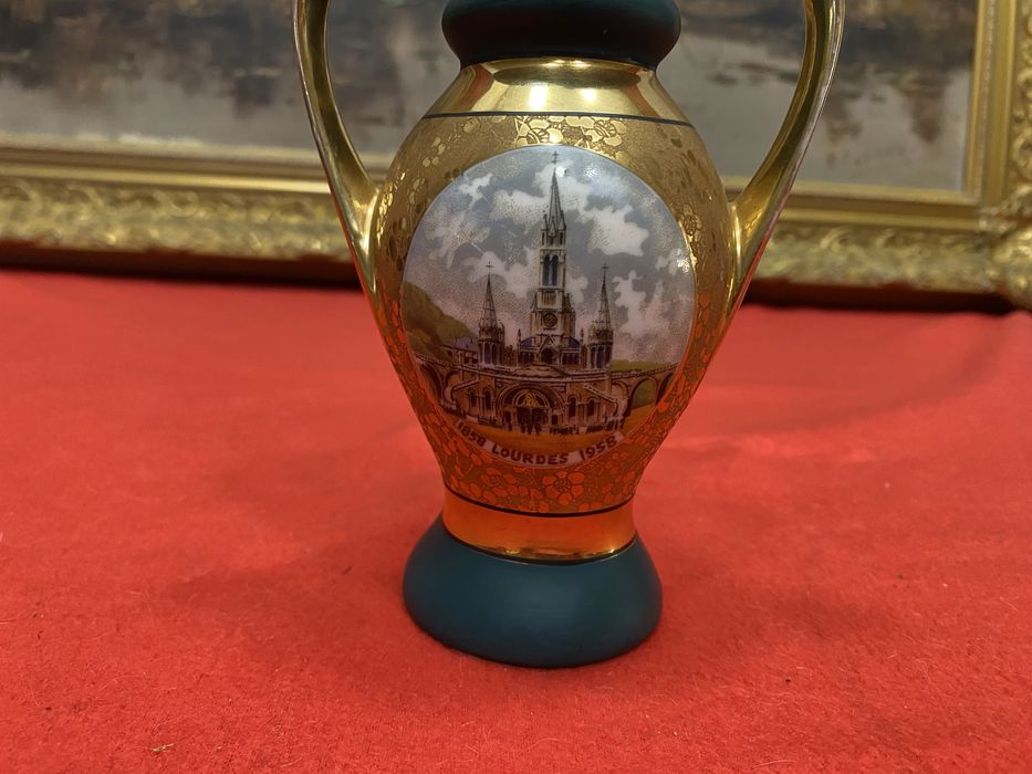 Френска ваза Limoges 1958 24 к позлата ръчно изрисувана