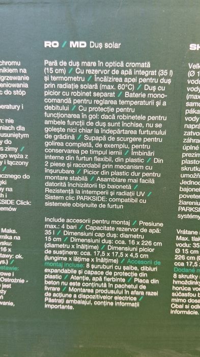 Dus solar Parkside 35 l