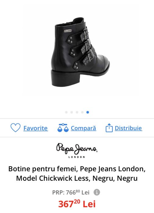 Ghete pentru femei, Pepe Jeans London, Model Chickwick Less, Negru, N