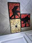 Set X3 decorațiuni de perete,din carton reciclat, 40X30 cm, roșu,negru