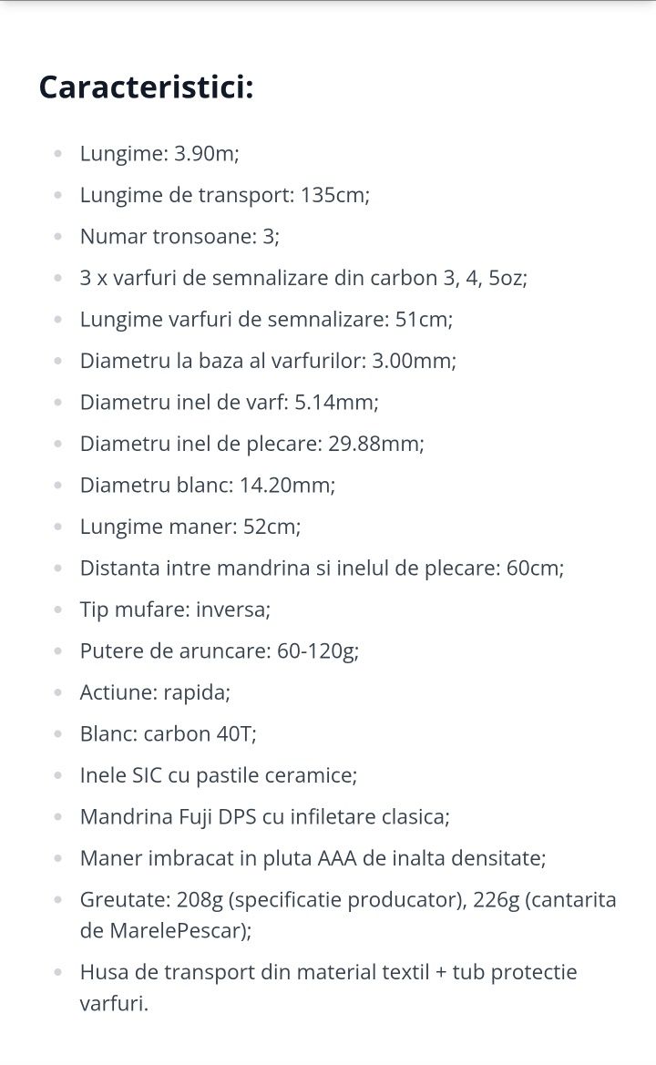 Lanseta Okuma 8K Feeder, 3.90m, 60-120g
Disponibilitate: Stoc