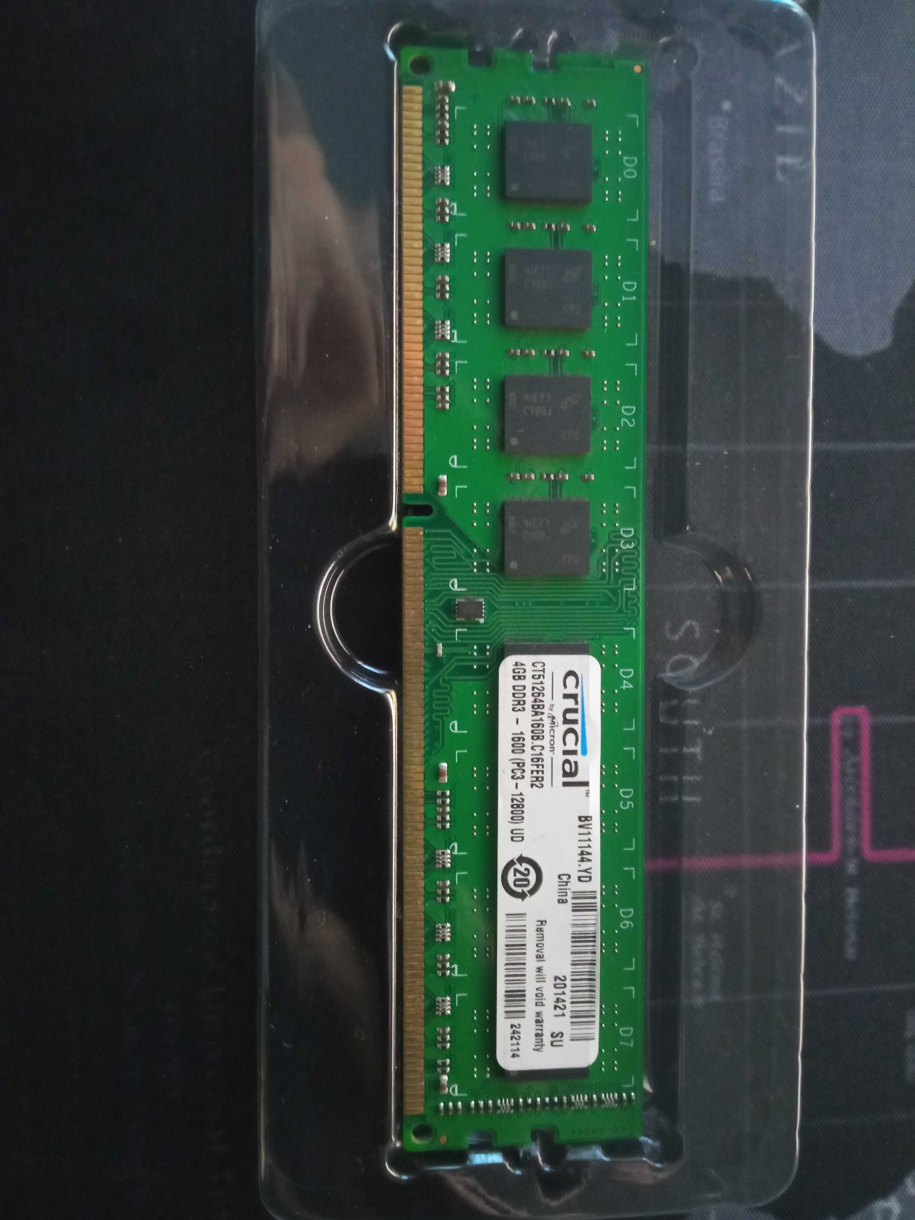 ОЗУ DDR3 4gb crucial, 1600 mhz