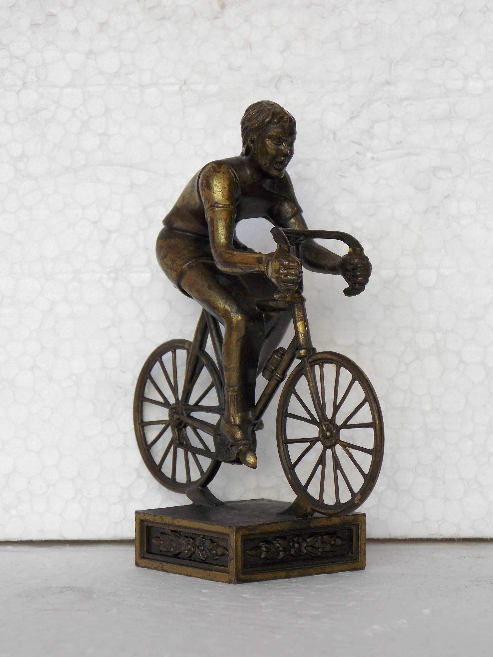 statueta bronz antichitati arta veche figurina bicicleta cursiera