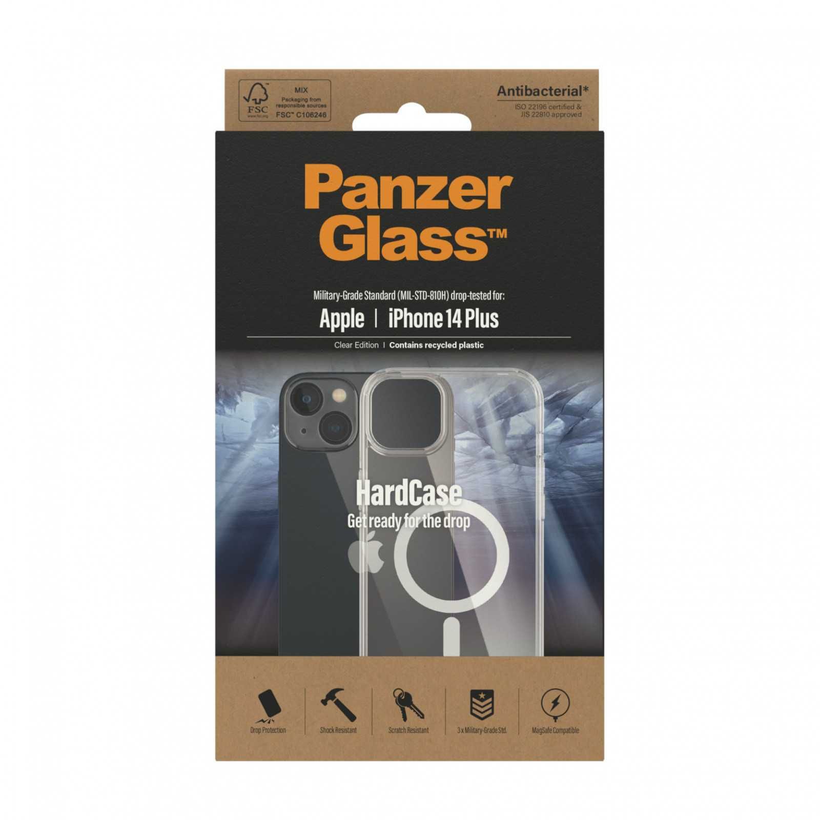 iPhone 14 Plus HardCase PanzerGlass, MagSafe, Antibacterial Прозрачен