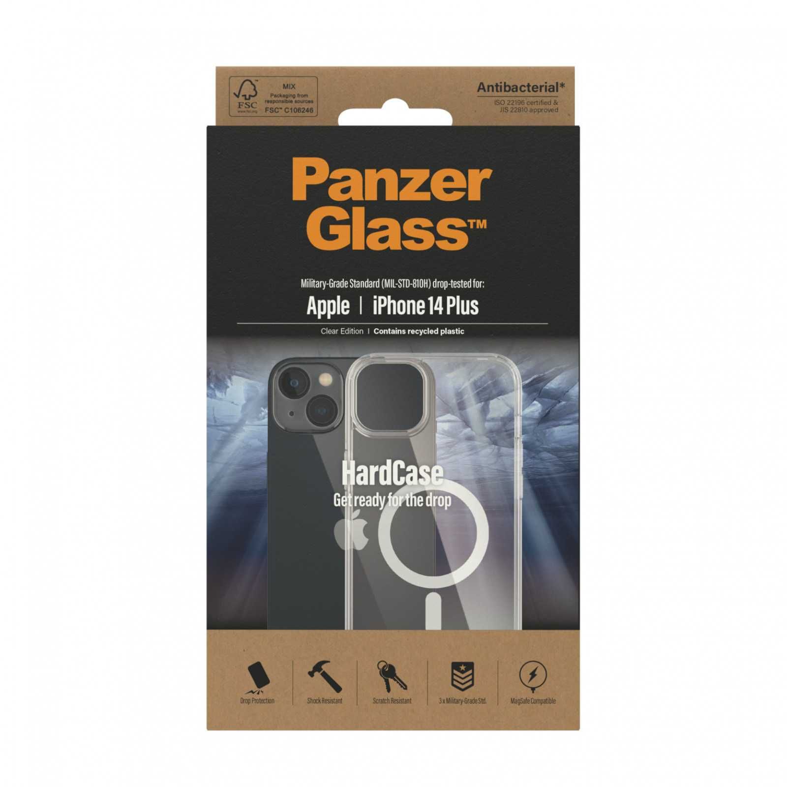 iPhone 14 Plus HardCase PanzerGlass, MagSafe, Antibacterial Прозрачен