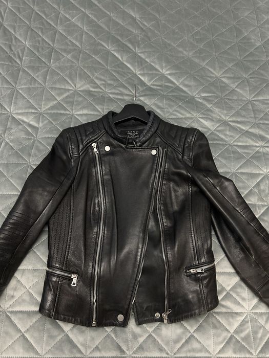Geaca piele naturala stil biker Zara