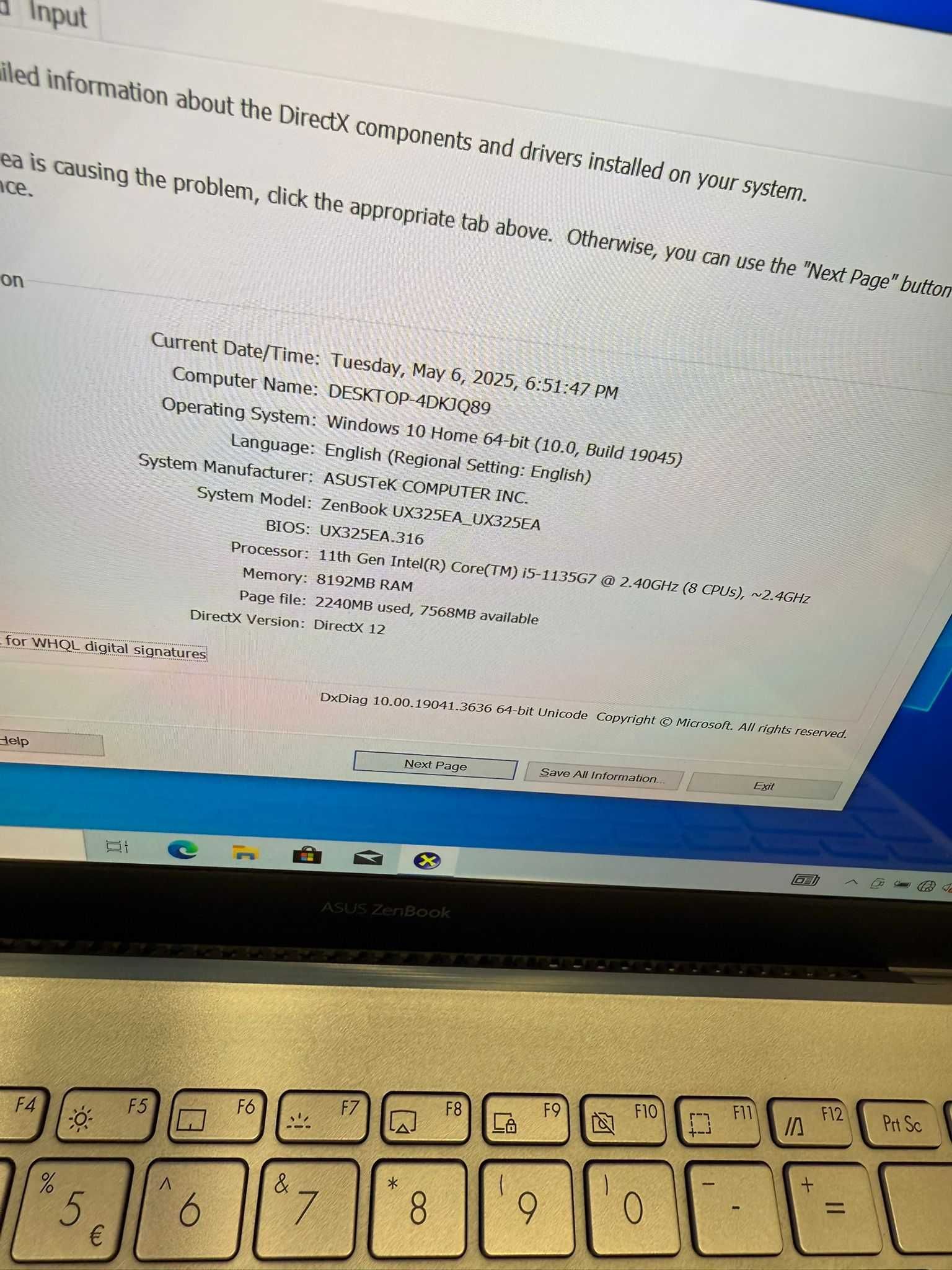 HOPE AMANET  P2- Asus ZenBook UX325EA  / I5 GEN 11 / 8GB RAM /