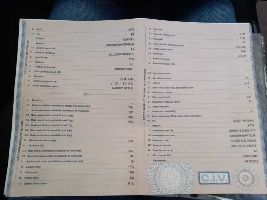 Audi A4 Berlina, 2010, 1.8 T, (120 CP), 209.500 KM