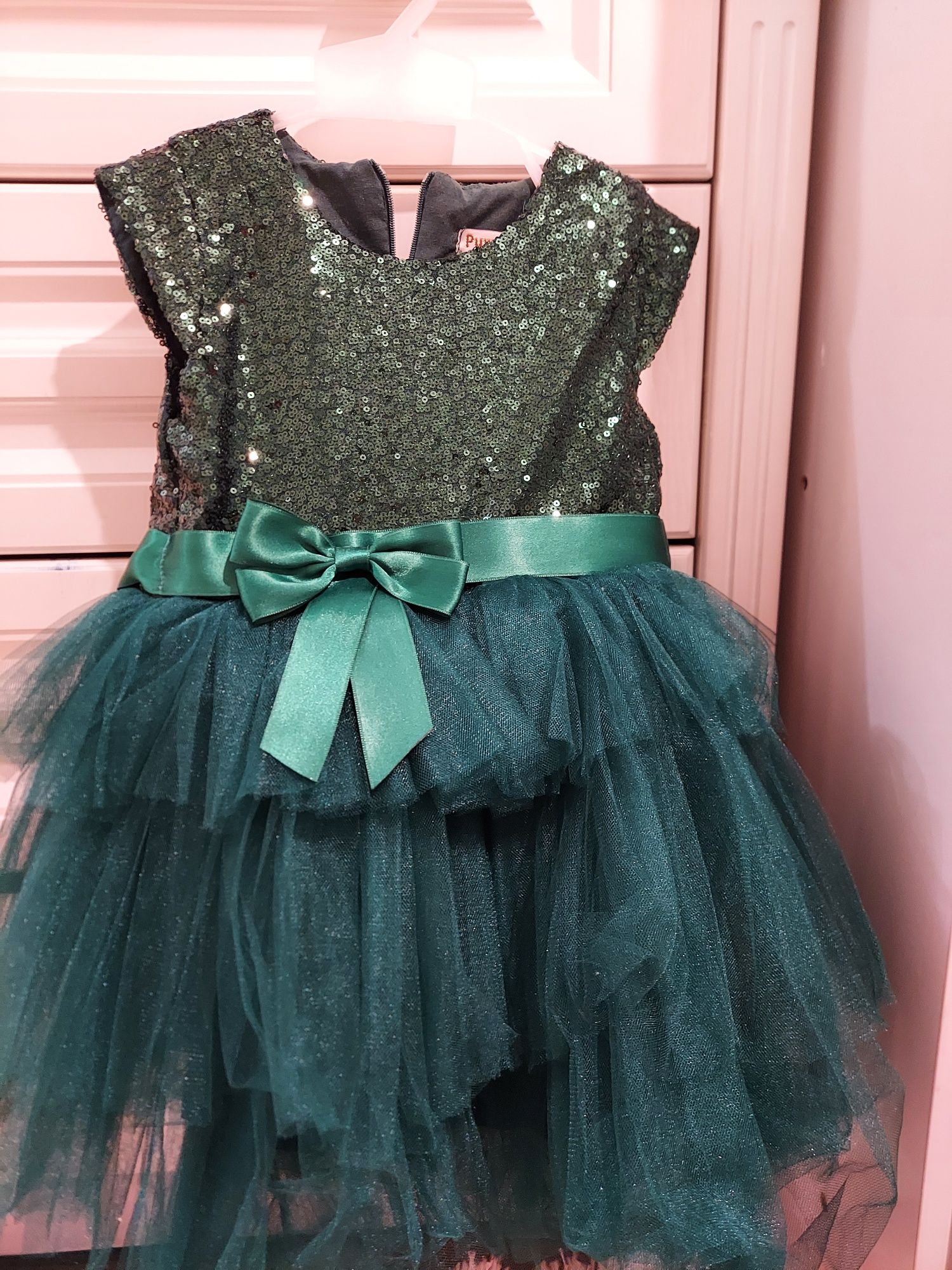 Платье ёлочки, зелёное платье