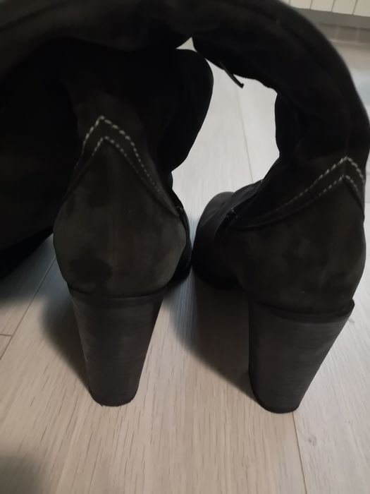 Дамски ботуши велур с висок ток