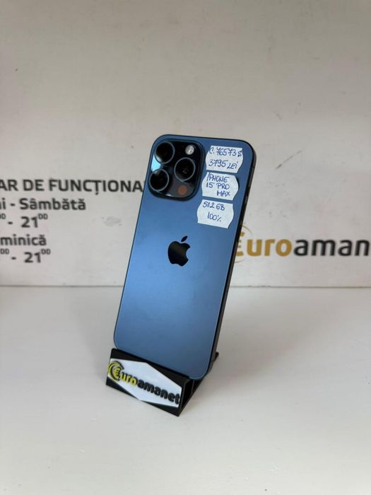 Telefon mobil Apple iPhone 15Pro Max, 512GB, , Blue Titanium -P-