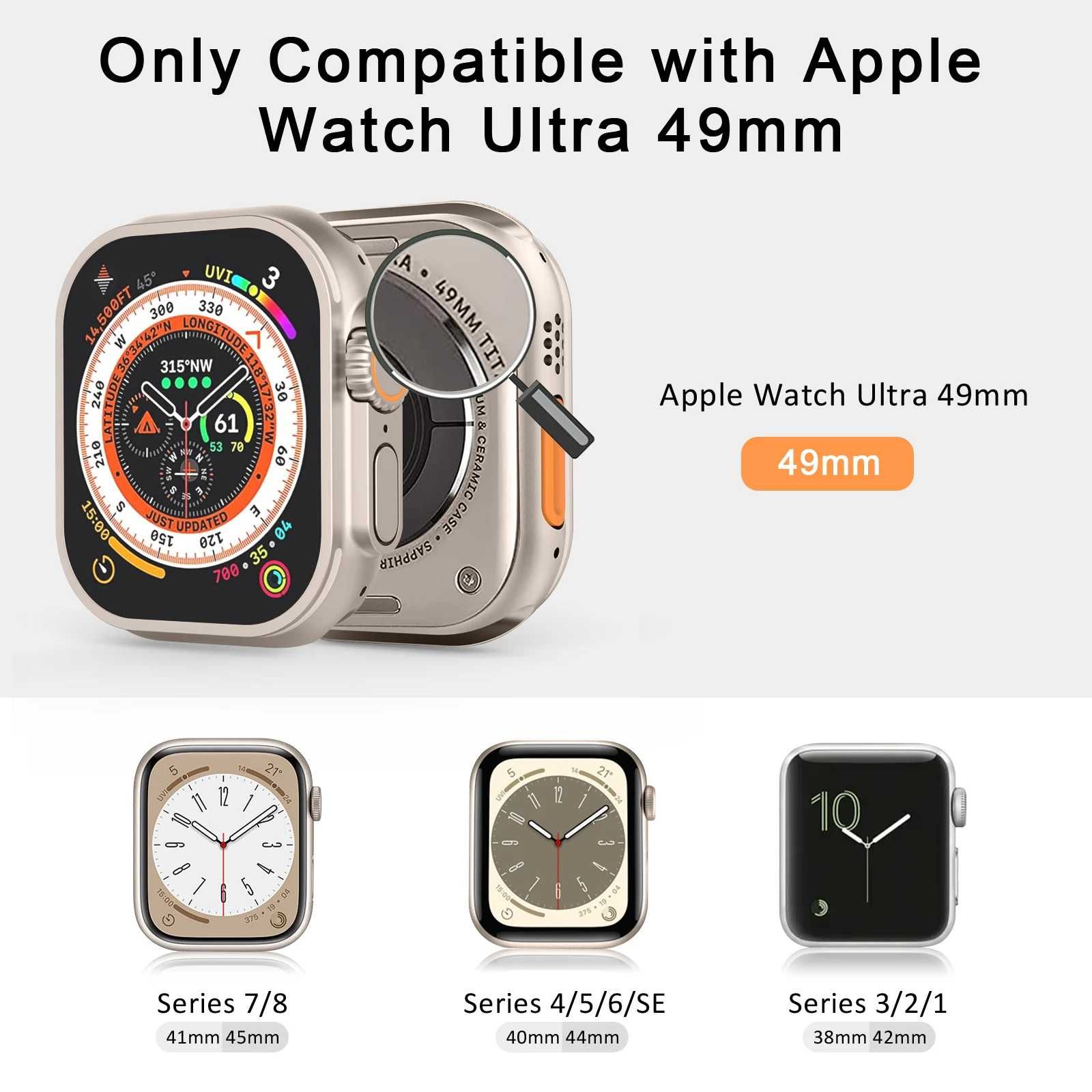 Защитное стекло для Apple Watch Ultra 49 мм и Бампер прозрачный