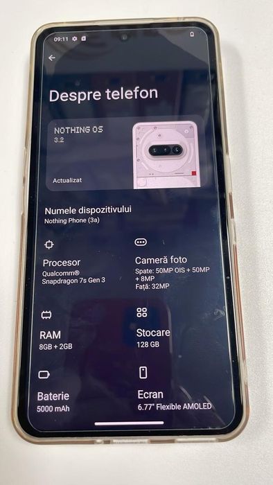 Telefon mobil Nothing Phone (3a), 128GB, 8GB RAM, 5G, White -P-