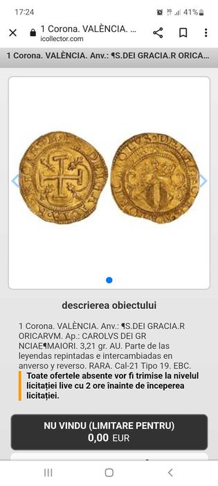 Moneda din anul 1300-1400  aur , spania