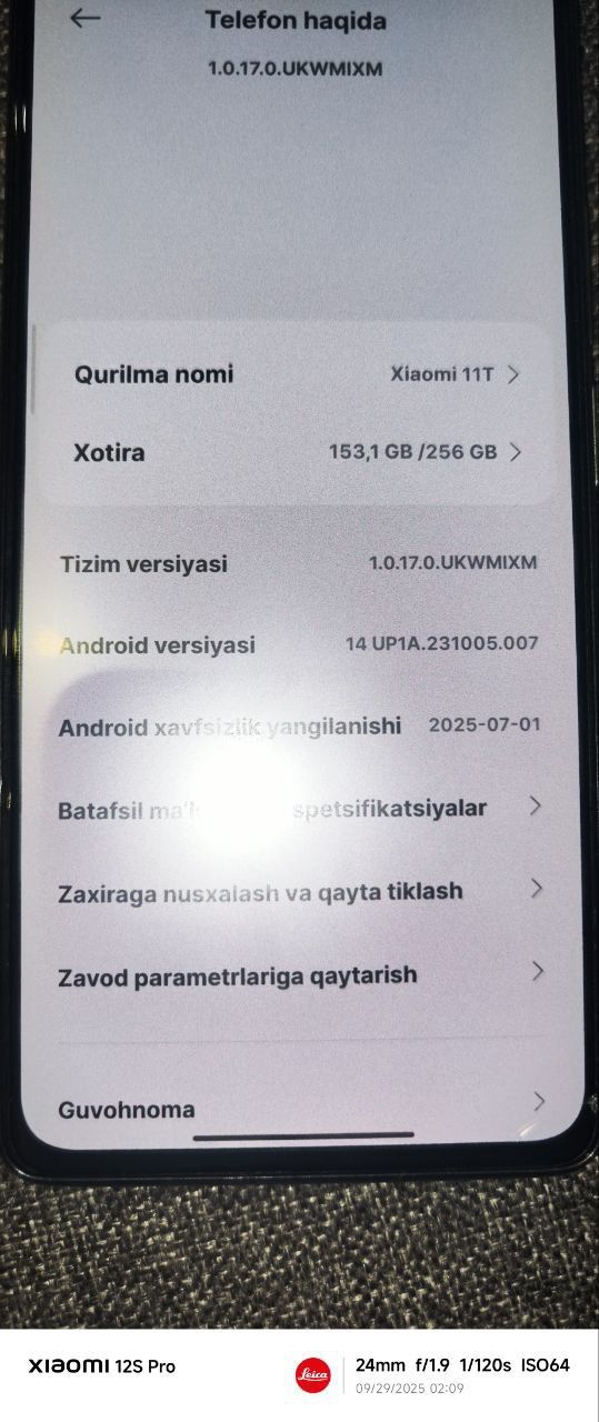 Xiaomi 11 t xolati yaxshi