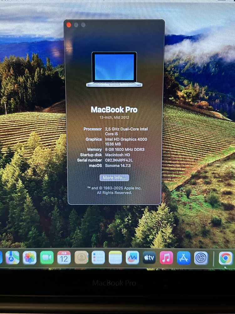 Macbook pro mid 2012 ssd + hdd 8gb ram