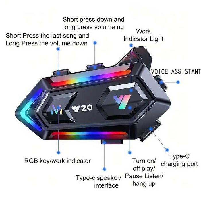 Комуникационна система за мотоциклетизъм Bluetooth 5.3, RGB