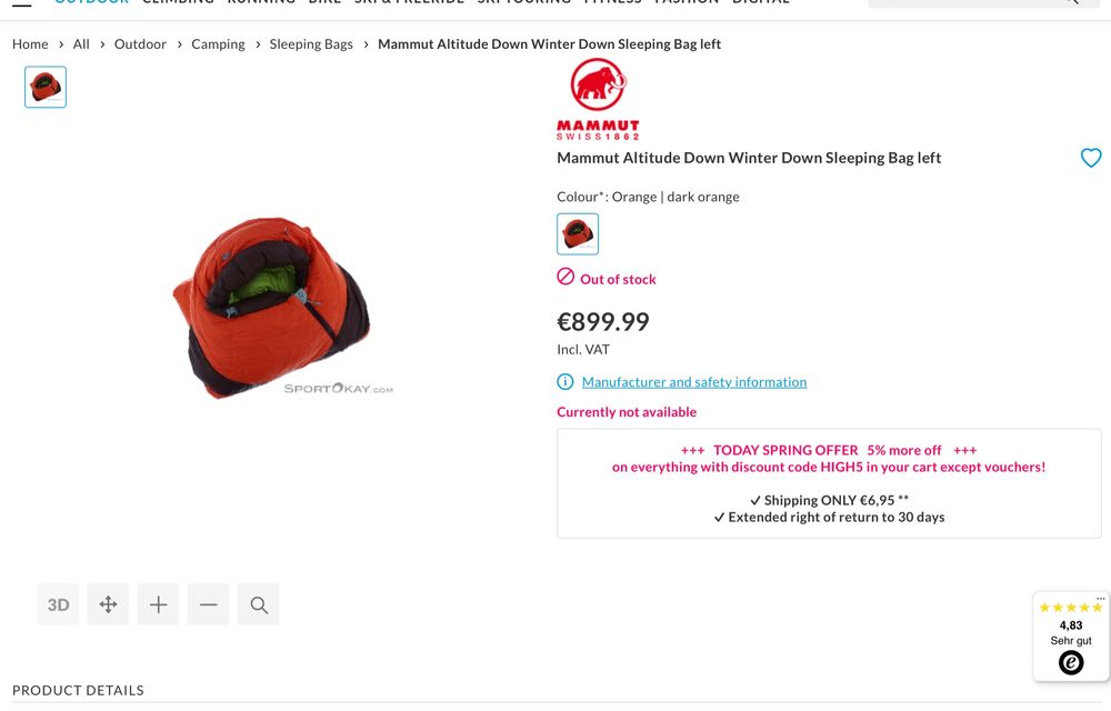 Sac dormit Mammut Altitude - 22 grade