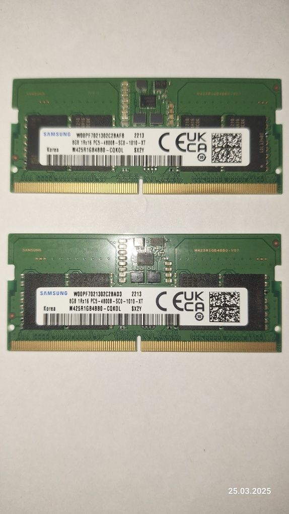 ddr5 8Gb Samsung. память для ноутбука б/у