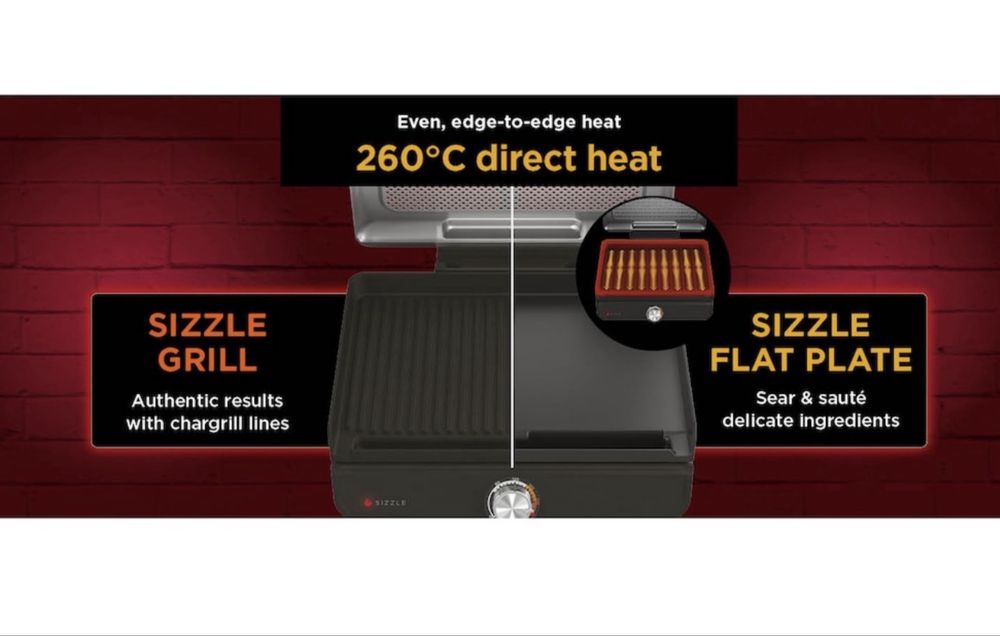 Gratar electric Ninja GR101EU, plita plus gratar in acelasi dispozitiv