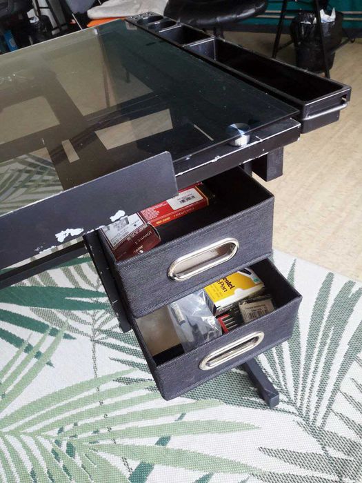 Masa de Desen, structura metalica, blat sticla 60x90cm, culoare negru