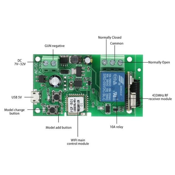 eWeLink wifi превключвател RF 433 Mhz DC 5V 12v 24v 32v + Inching