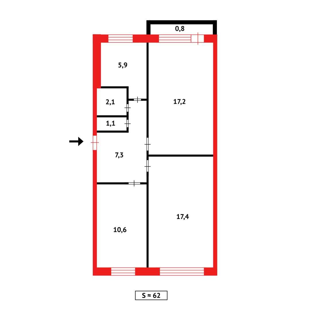 Продам 3х комн в 7мкр 62кв.м/ПОМОЩЬ В ИПОТЕКЕ