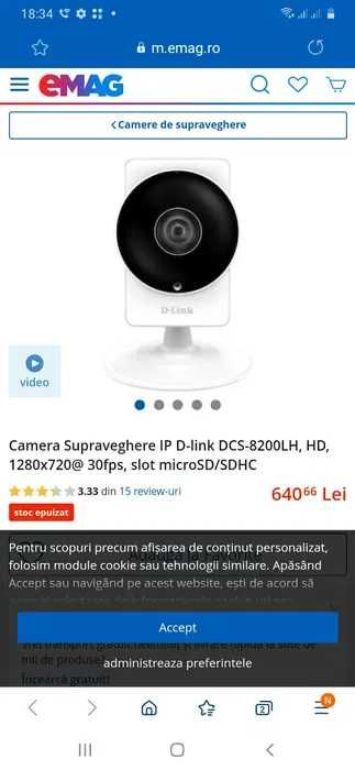 Camera Supraveghere D-Link DCS_8200LH Wireless DH Panoramic Indoor