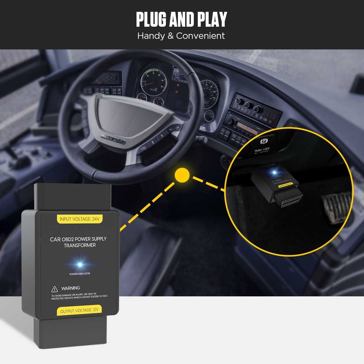 Адаптер 24V към 12V, OBDII, AUTOOL , преобразувател на захранване