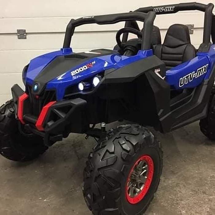 UTV electric pentru 2 copii Rocker 4x4 12V cu Bluetooth #Albastru