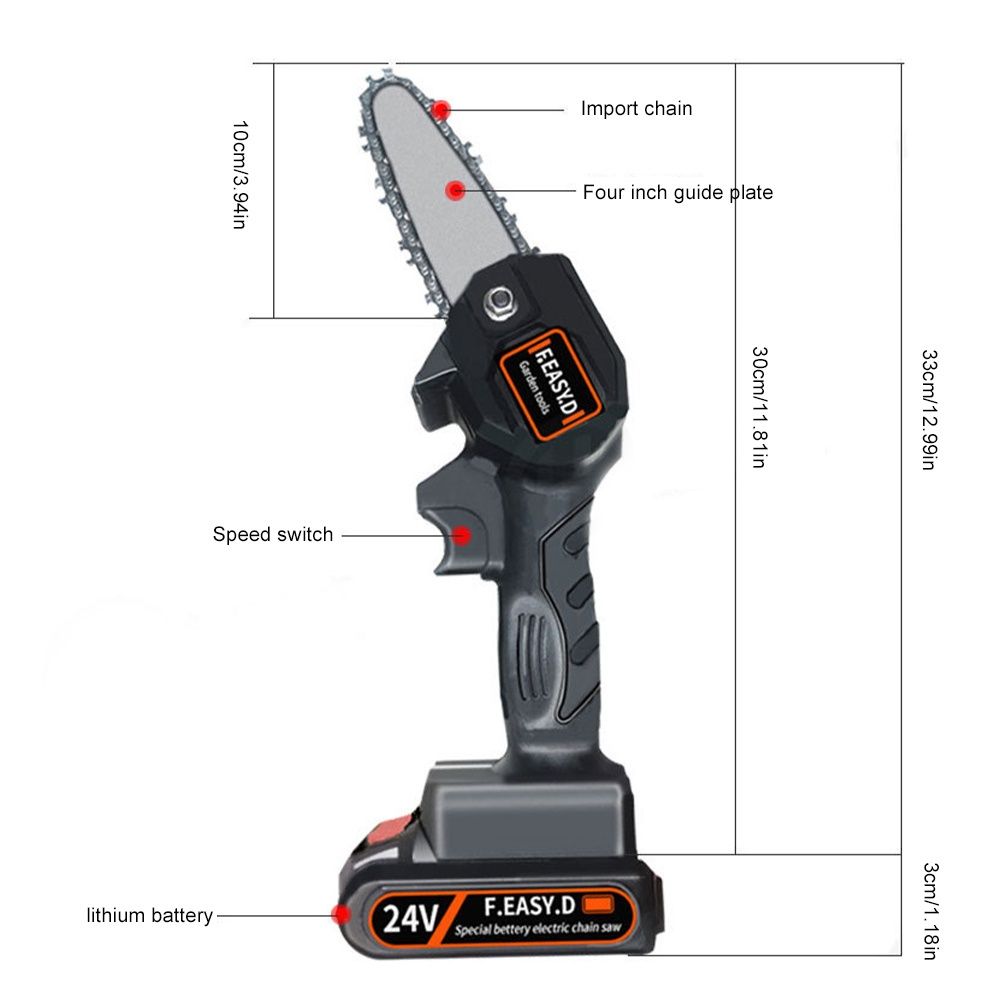 24V Мини Электрическая цепная пила Портативный 4 дюйма Электрический о