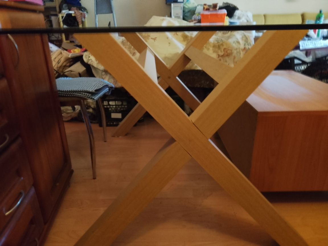 Голяма трапезна МАСА СТЪКЛО шир.1.60м /90см/вис.74 см