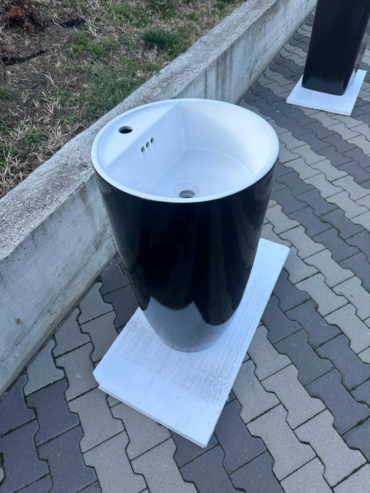 Lavoar stativ Negru exterior si Alb interior, montaj pe podea