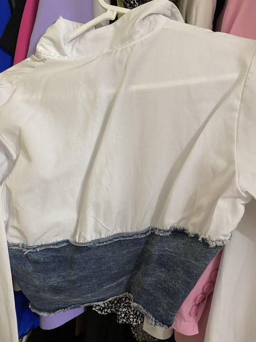 Риза с акцент деним