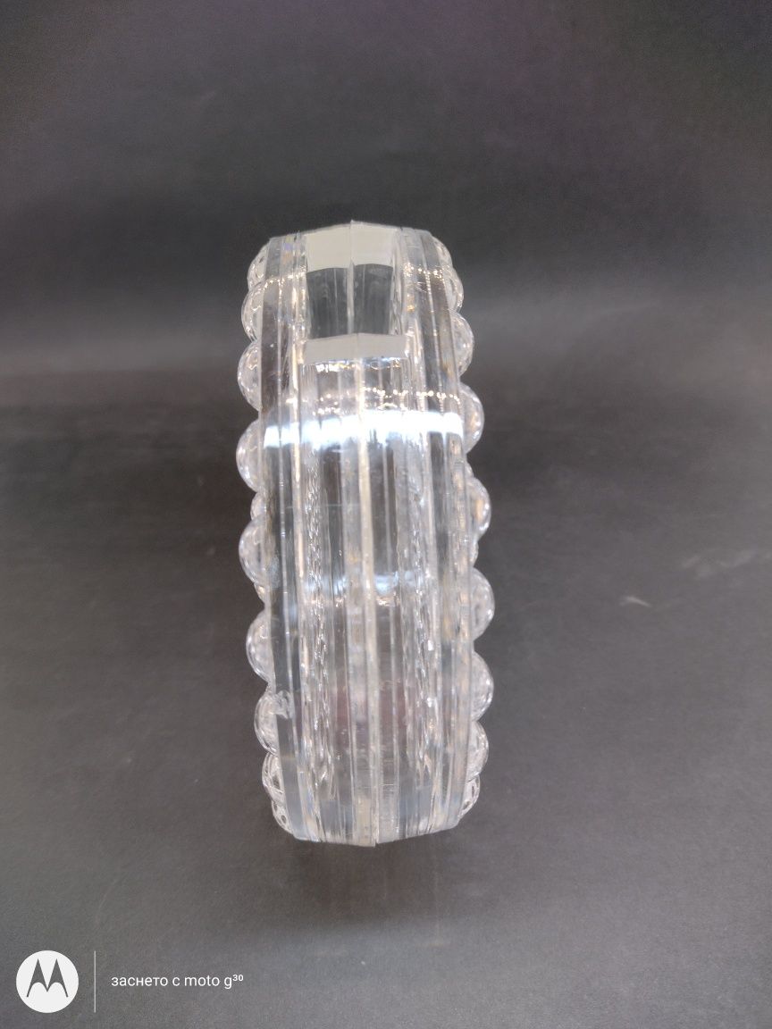 Рядка малка кристална ваза с Bublé ефект„Op Art“ от 1960 г.