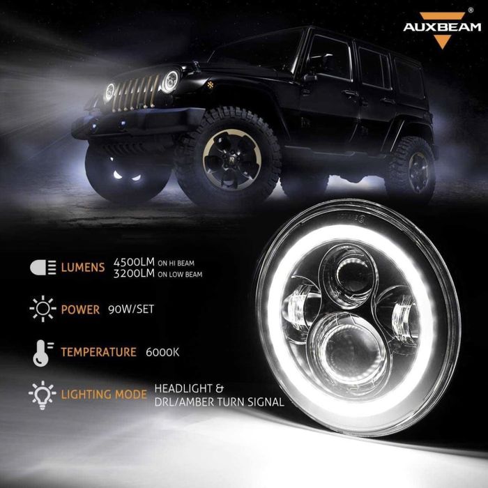 7” Диодни фарове за джип Jeep Wrangler Lada Niva Golf 2 Cherokee Kj