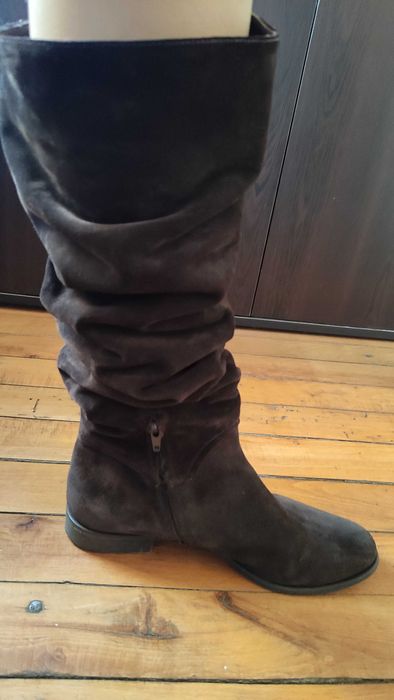 Vero cuoio италиански високи ботуши естествен велур и кожа н.39 и 1/2