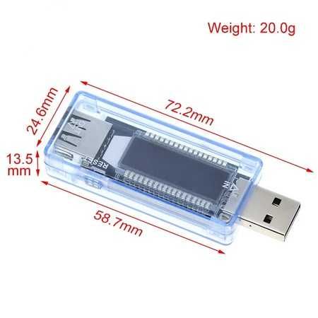 Tester digital USB Voltmetru Ampermetru 3-9V 3A