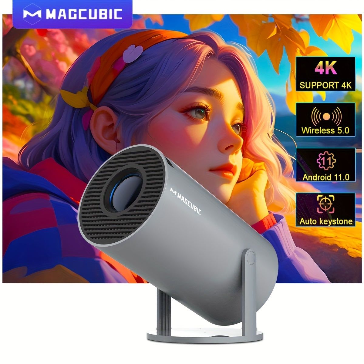Проектор 4К Ultra HD Pro Android 11 WiFi резолюция 1280×720P