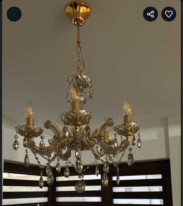 Lustra 5 brate cristal stil clasic, CALLAS GOLD, MOBEXPERT