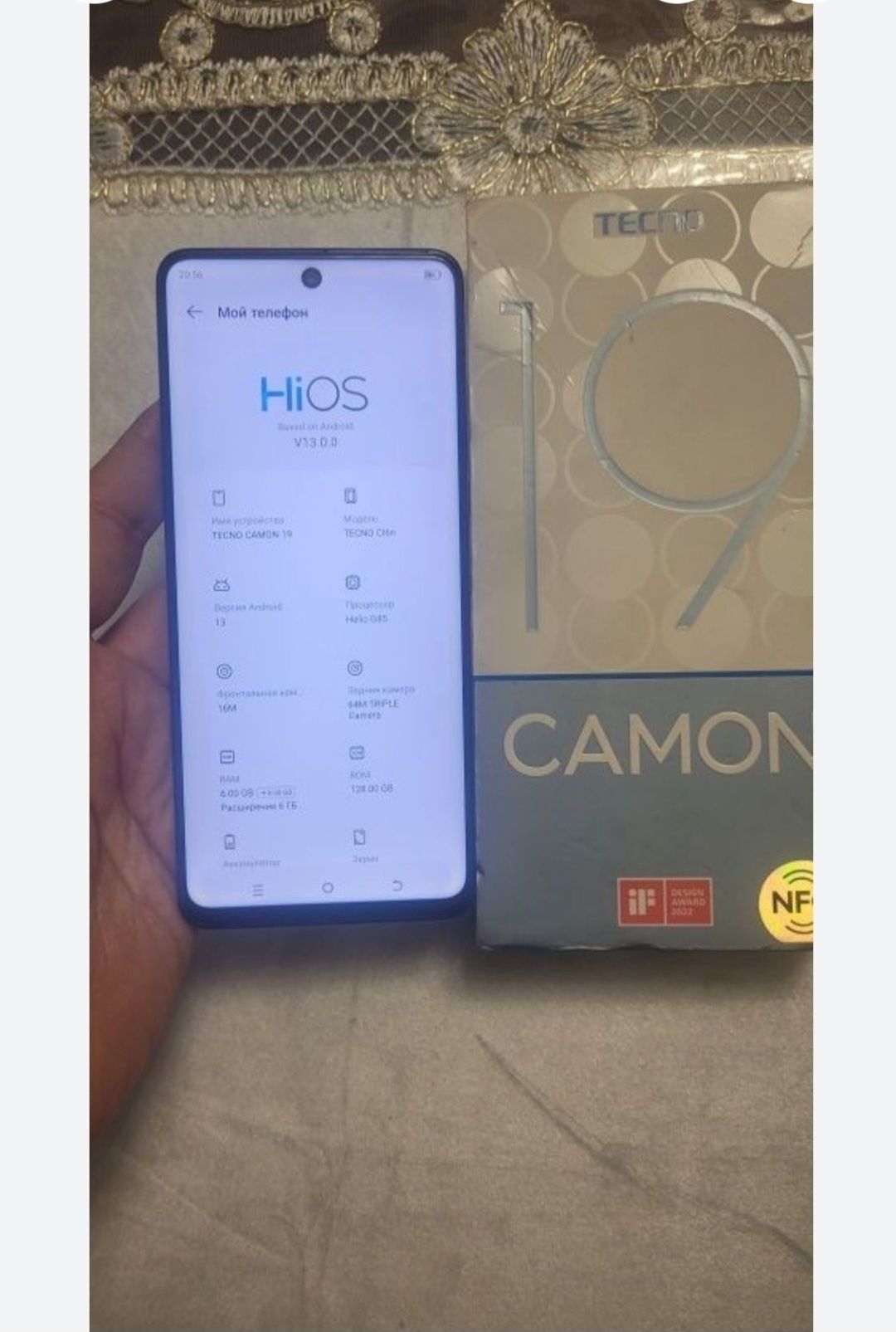 Tecno Camon 19 12/128GB Black Igravoy 4G Karobka Ideal holat 2024 Zor