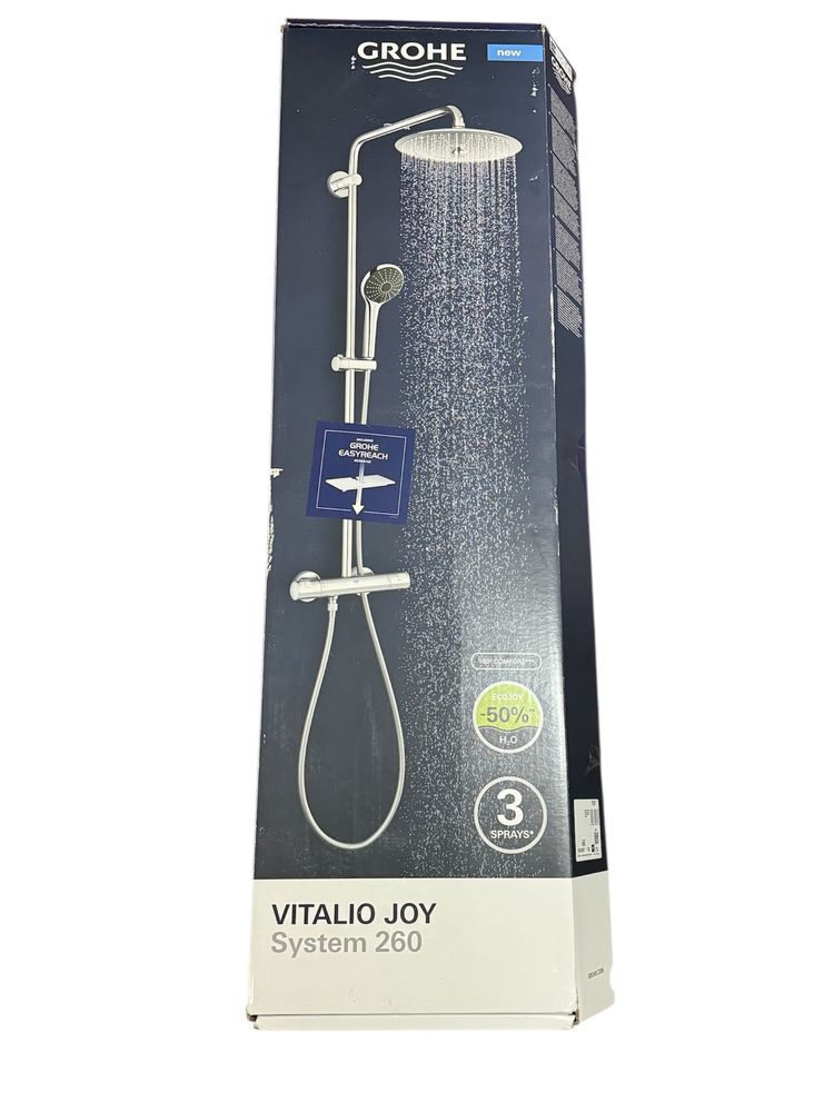 Sistem de dus Grohe Vitalio Joy, 260 mm, termostat, etajeră.