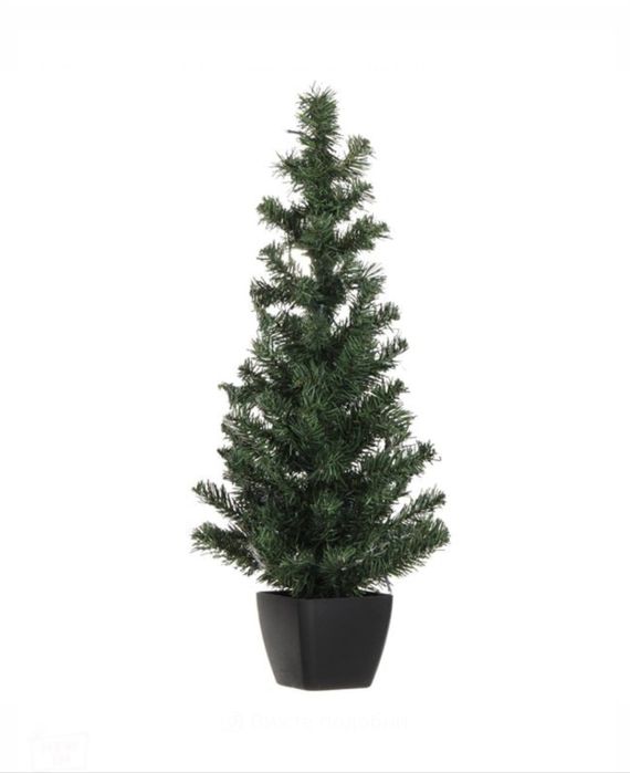 Коледна настолна елха със зелени клонки и 50 LED лампички – 50 см