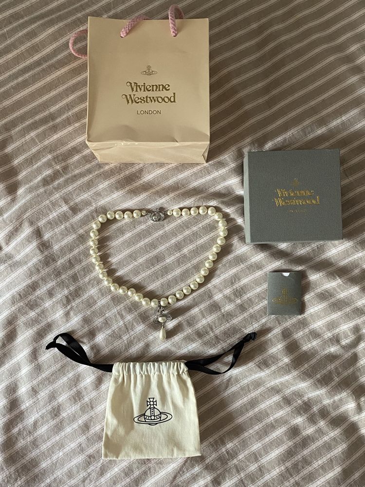 Колие Vivienne Westwood One row pearl drop chocker